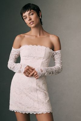 BHLDN Lace Off-The-Shoulder Mini Dress