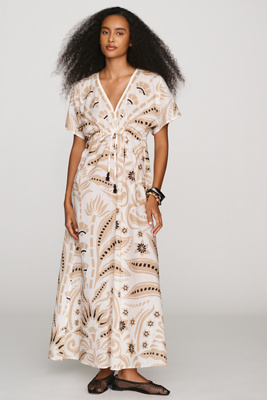 Omika Pia Marlina 100% Modal Kaftan In Beige