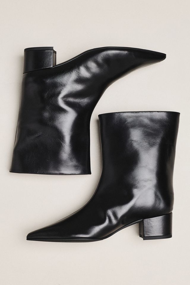 Maeve Leather Pointed-Toe Block Heel Boots #1