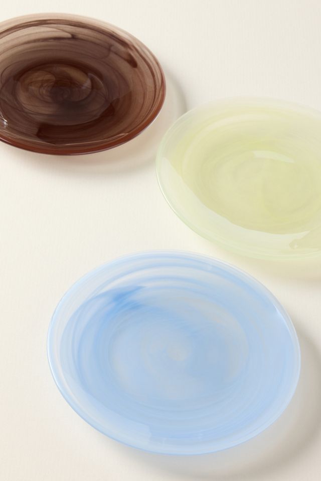 Luna Glass Swirled Canape Plates, Set of 3 #1