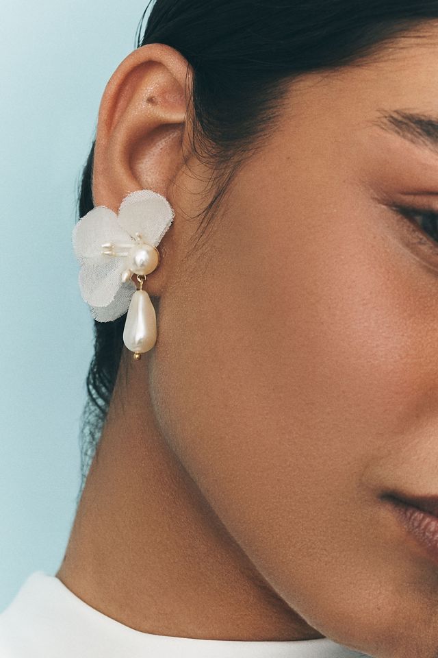 Twigs & Honey Silk Petal Baroque Pearl Earrings #3