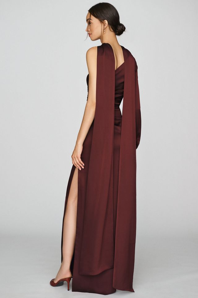 Rococo Sand Satin One-Sleeve Maxi Dress #1