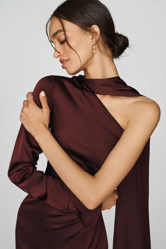 Rococo Sand Satin One-Sleeve Maxi Dress #2