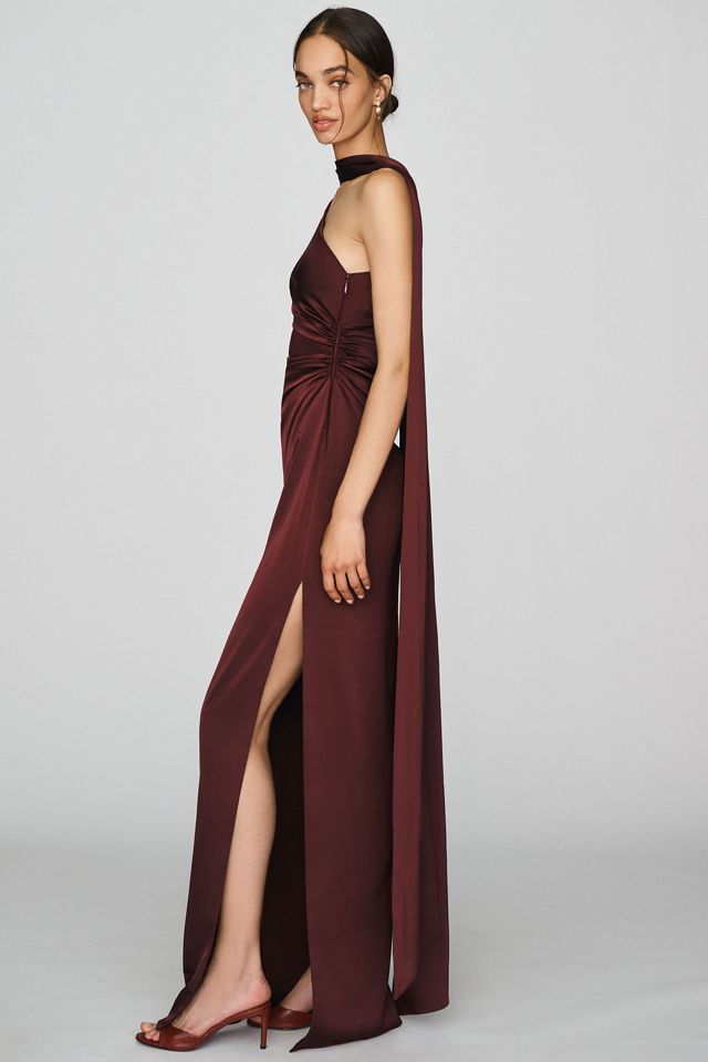 Rococo Sand Satin One-Sleeve Maxi Dress #3