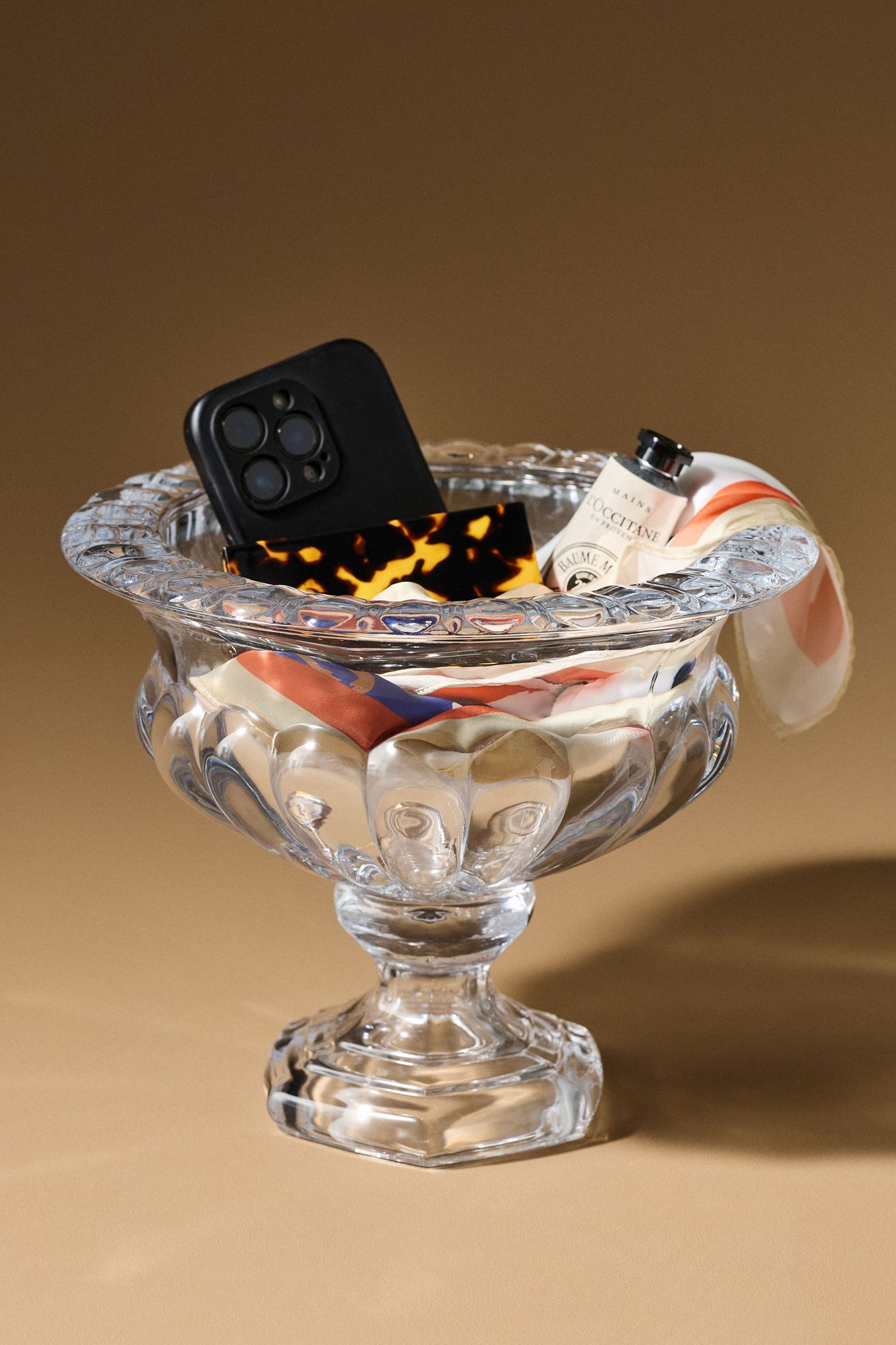 Iris Pressed Glass Vase - Compote - Large, Assorted