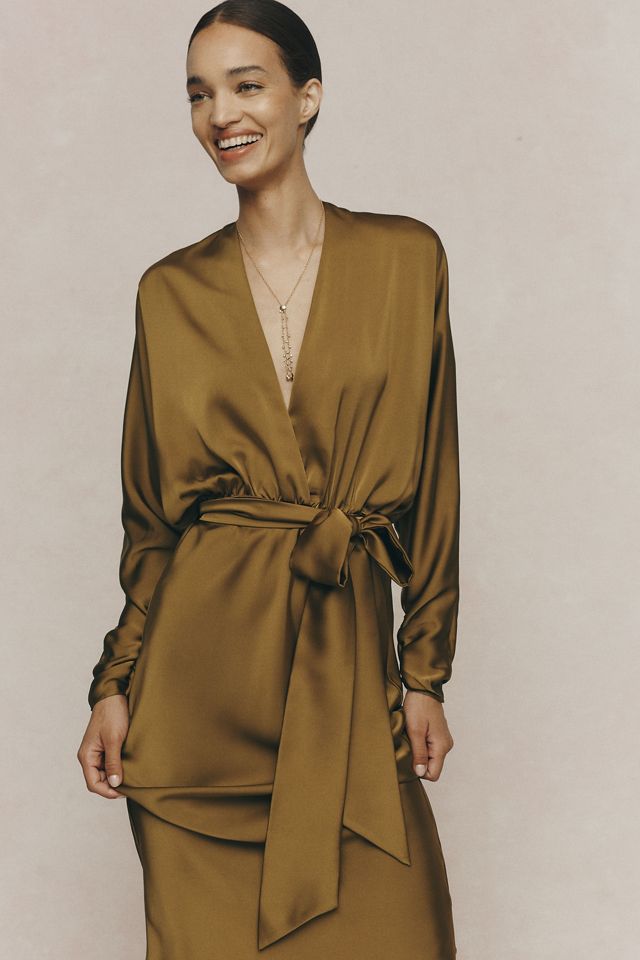 Rococo Sand Dolman-Sleeve Plunge Maxi Dress #1