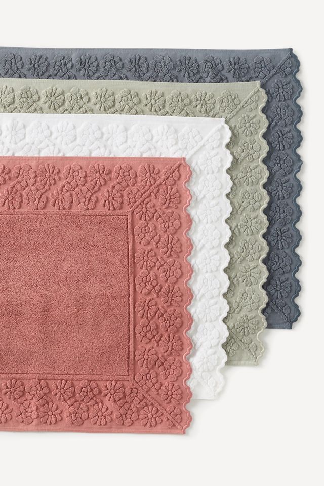 Cotton Floral Woven Cutwork Bath Mat #2