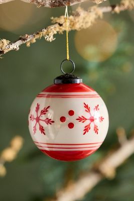 Red Snowflake Glass Globe Ornament