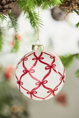 Red Bows Glass Globe Ornament