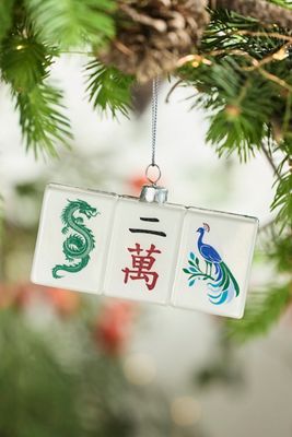 Mahjong Tiles Glass Ornament