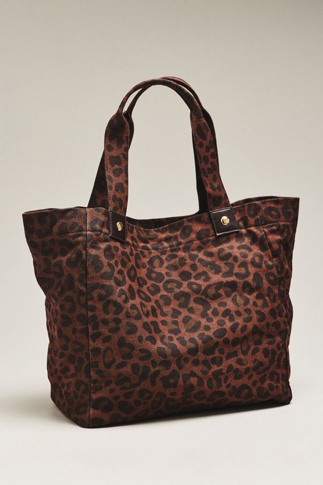 By Anthropologie 100% Cotton Large Leopard Tote Bag #1