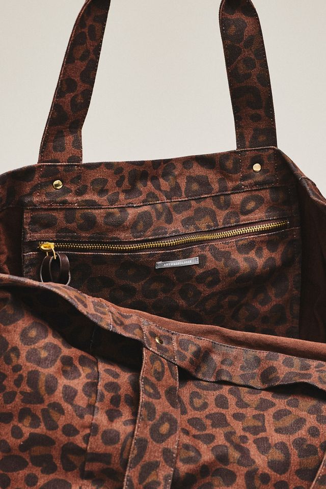 By Anthropologie 100% Cotton Large Leopard Tote Bag #2