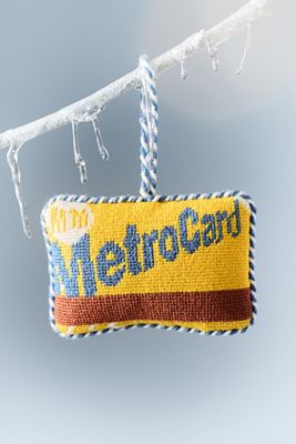 Furbish Studio Needlepoint Metro Card Ornament