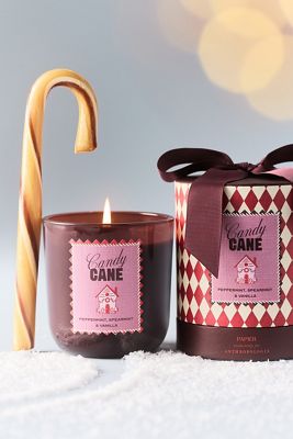Anthropologie x Papier Gourmand Candy Cane Boxed Glass Candle