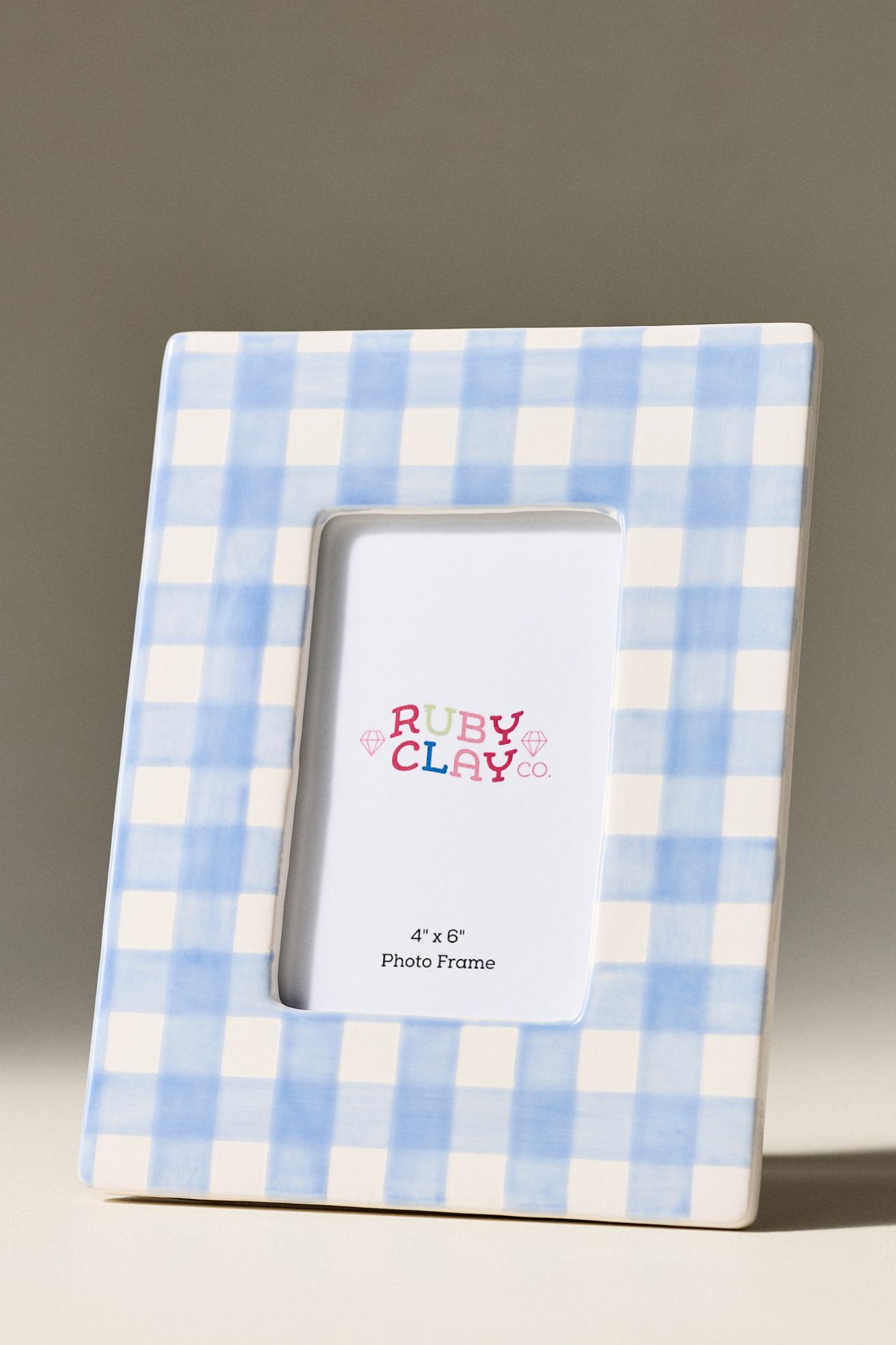 Ruby Clay Ceramic Gingham Frame - Light Blue - 4 X 6, One Size