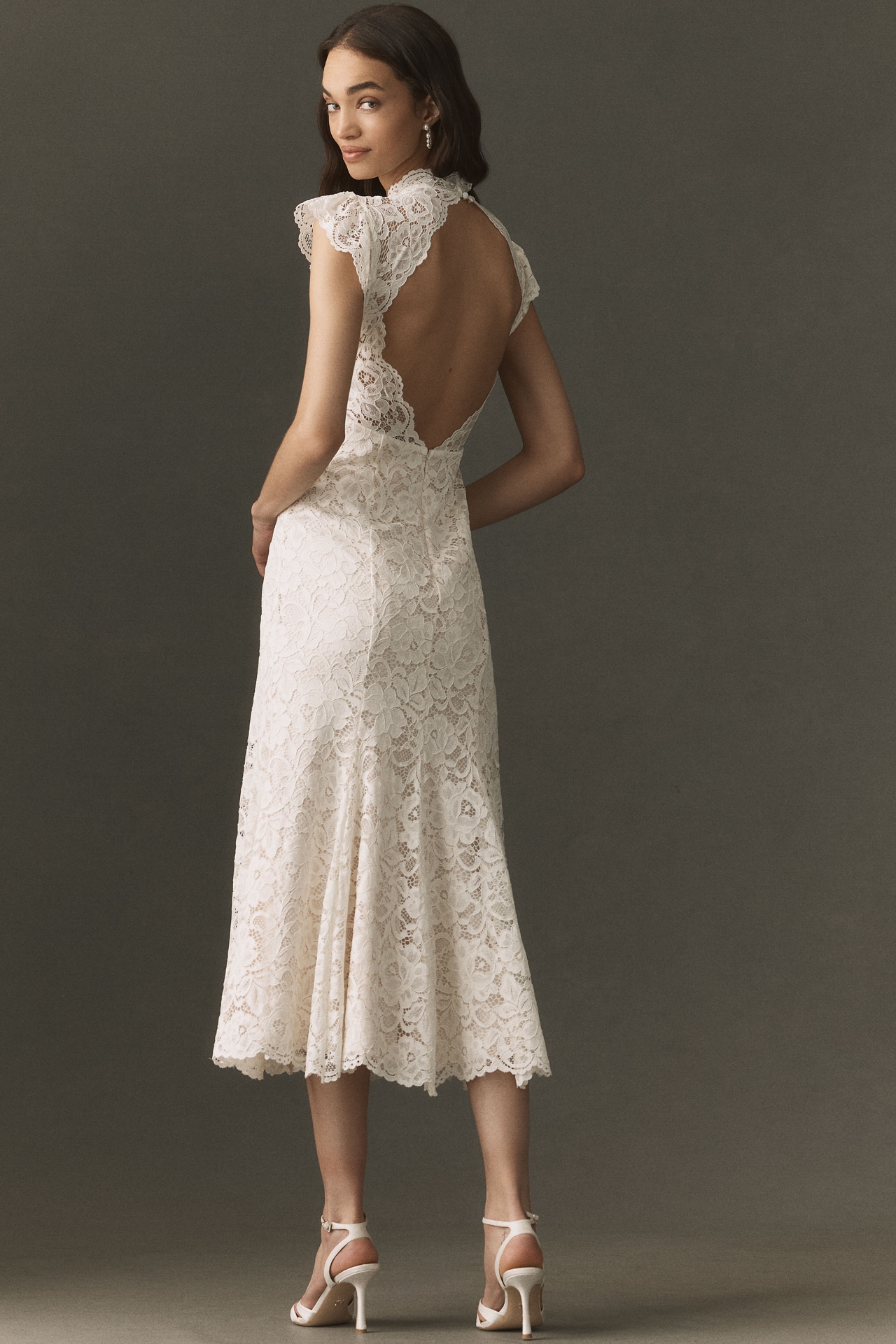 BHLDN Lace Fit-and-Flare Midi Dress