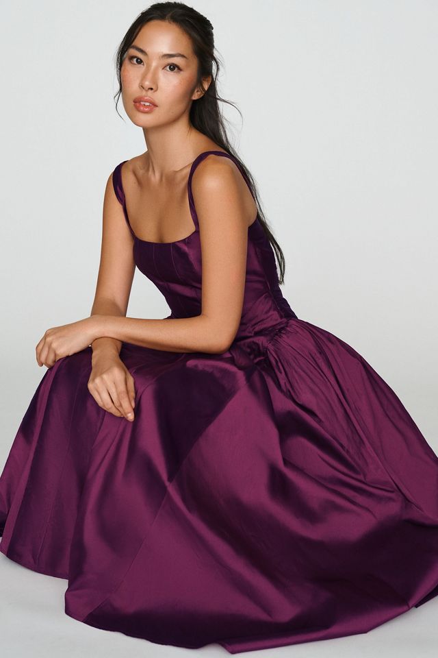 BHLDN Basque Waist Square-Neck Maxi Dress #3