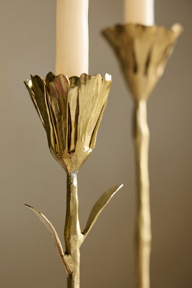 Gold Floral Taper Holder #1