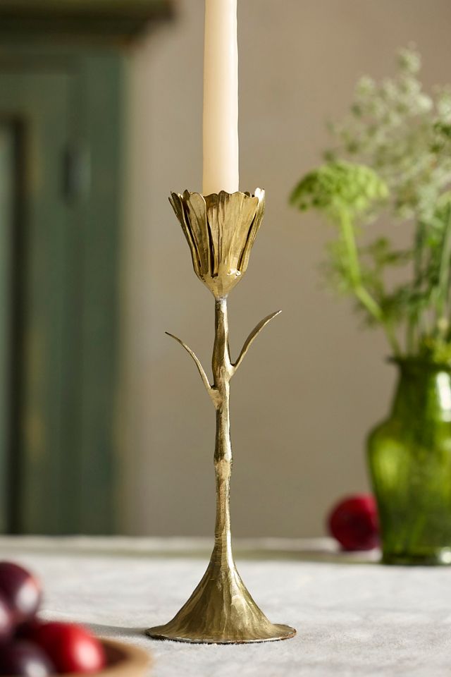 Gold Floral Taper Holder #3