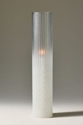 Porte-bougie cheminée en verre gravé Dale