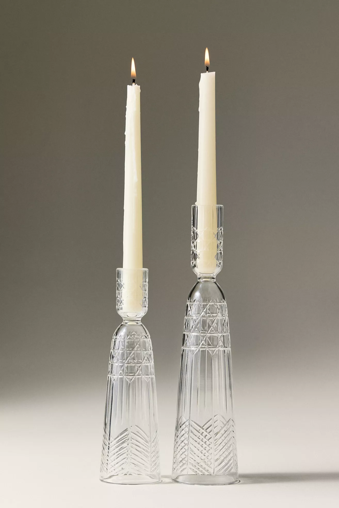 Pressed Glass Etched Candle Holder