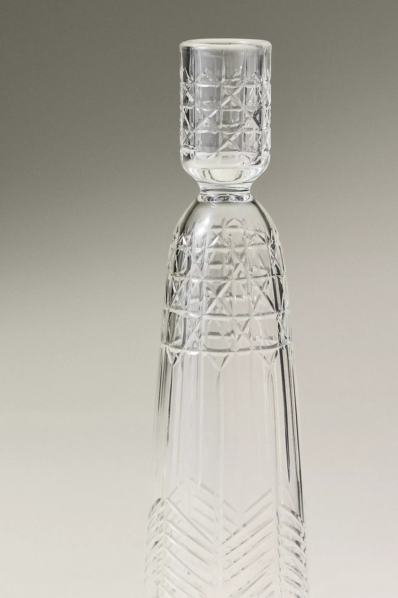 Pressed Glass Etched Candle Holder - thumbnail 3