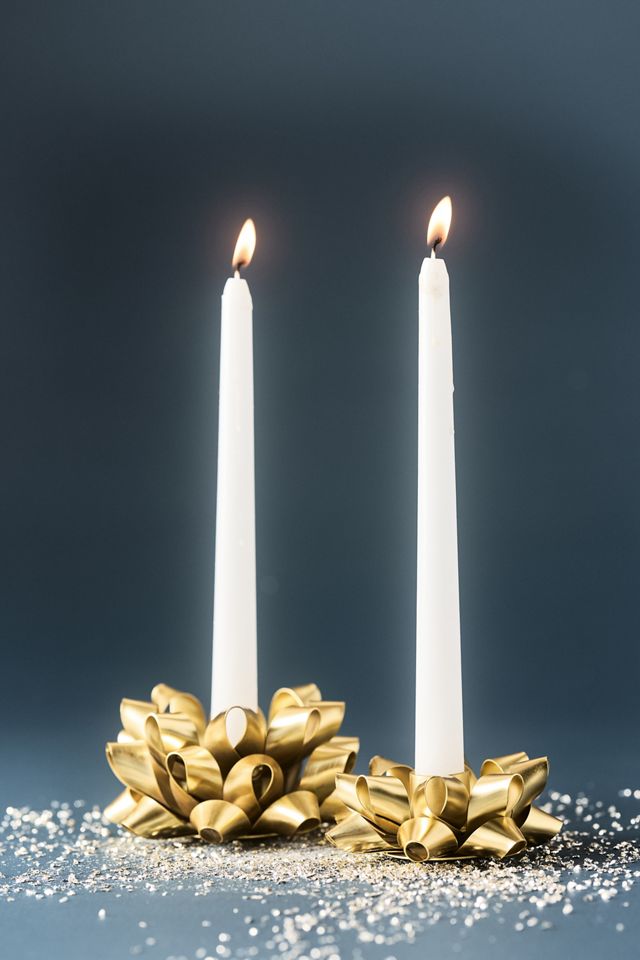 Geschenkschleife Gold Kerzenhalter #2