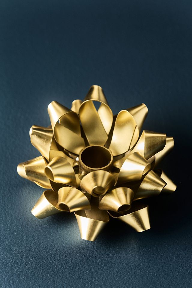 Geschenkschleife Gold Kerzenhalter #1