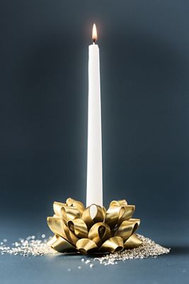 Present Bow Gold Candle Holder