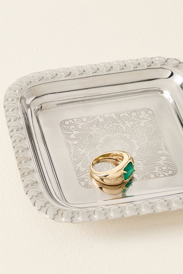 Fleur Etched Silver Trinket #2