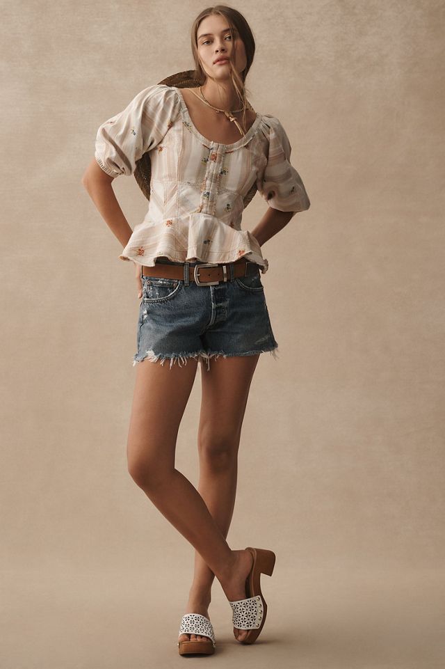 Pilcro Puff-Sleeve Peplum Blouse #3
