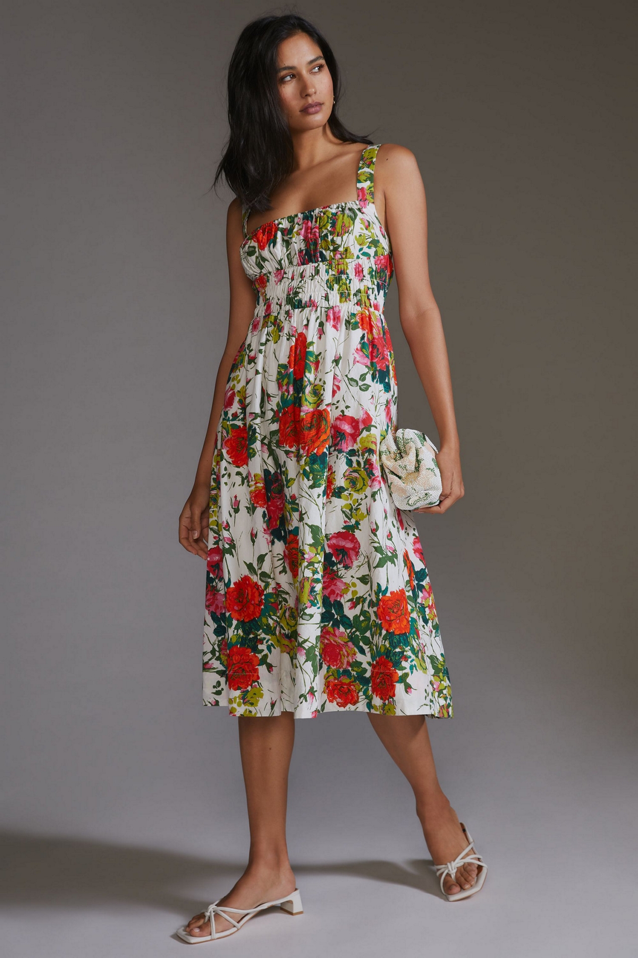 Floral A-Line Midi Dress