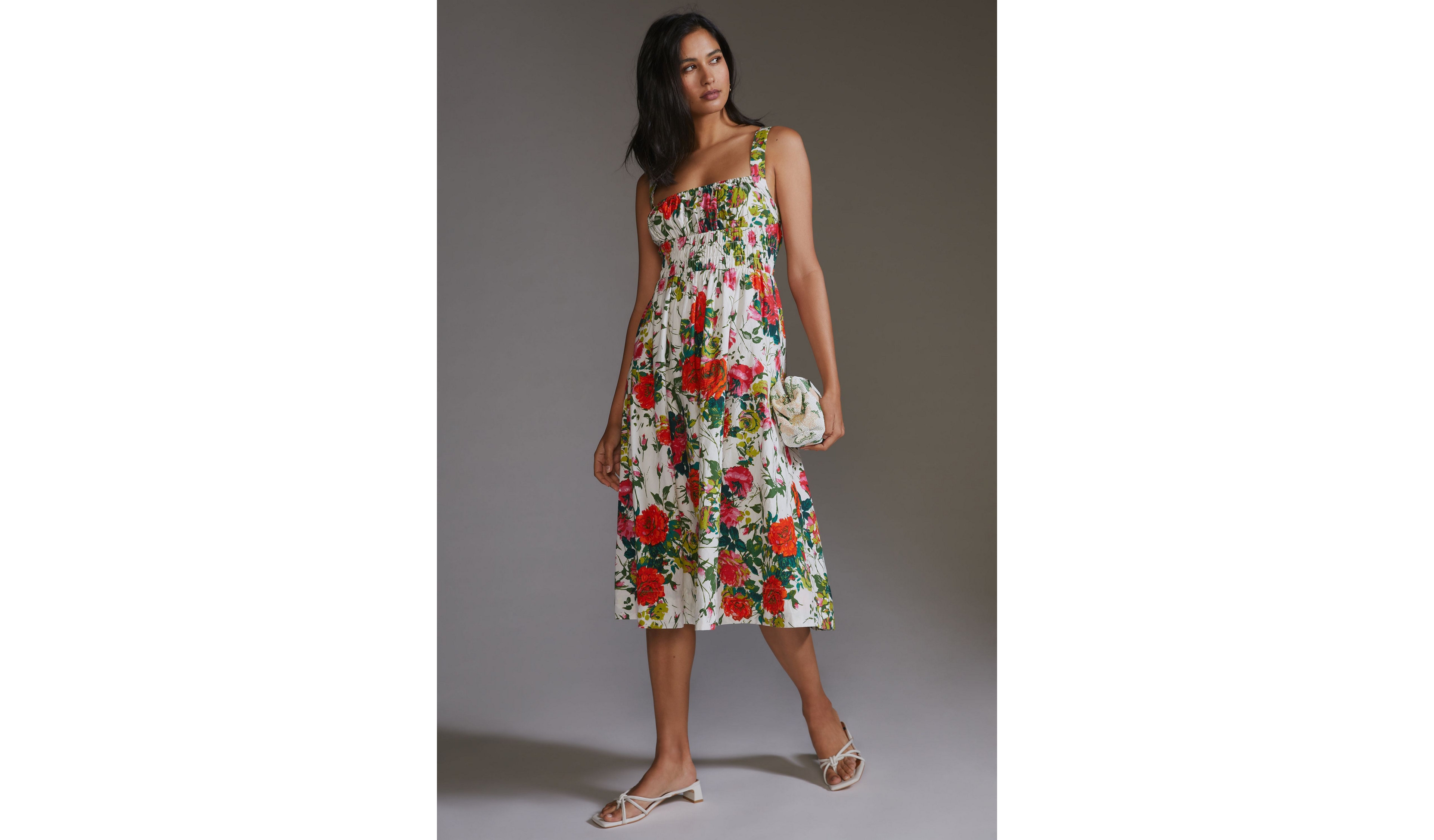 Floral A-Line Midi Dress