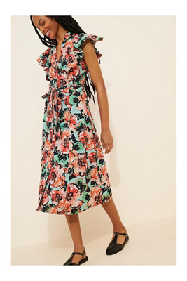 anthropologie v neck flutter sleeve midi dress V-Neck Flutter-Sleeve Dress