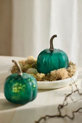 Mini Glass Pumpkins, Set of 2