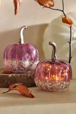 Mini Glass Pumpkins, Set of 2