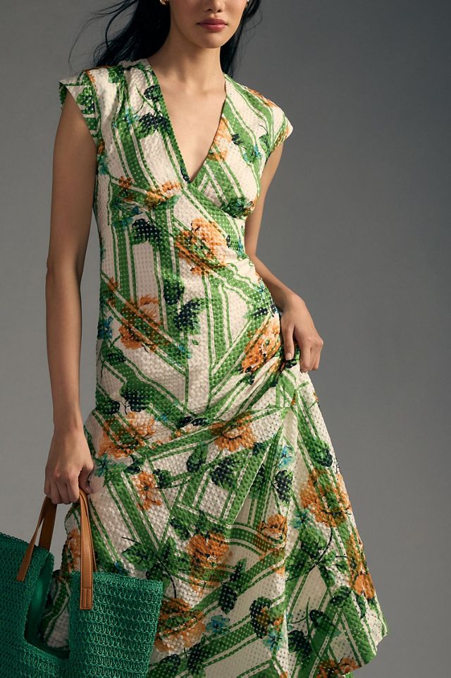 Maeve Cap-Sleeve V-Neck Maxi Dress #3