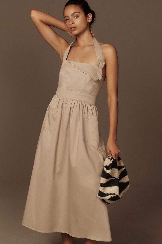 Porridge Halter Utility Midi Dress #3