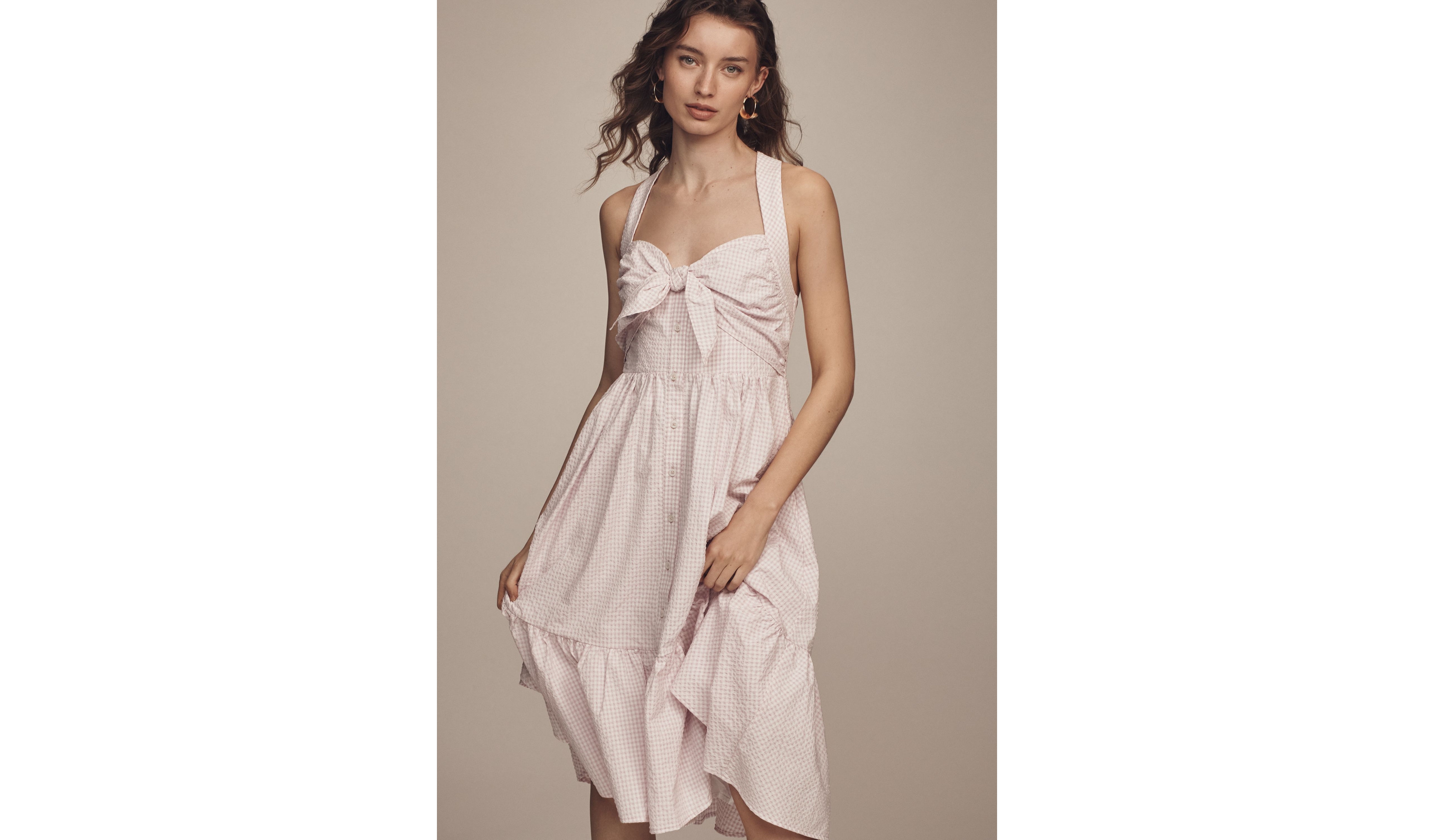 Maeve Halter Bow-Front Midi Dress