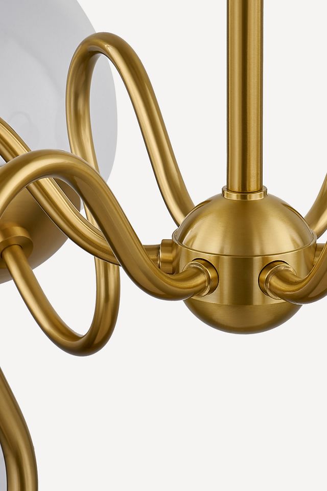 Mitzi Havana 6-Light Aged-Brass Chandelier with Opal Glass #2