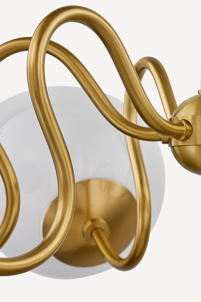 Mitzi Havana 6-Light Aged-Brass Chandelier with Opal Glass #4