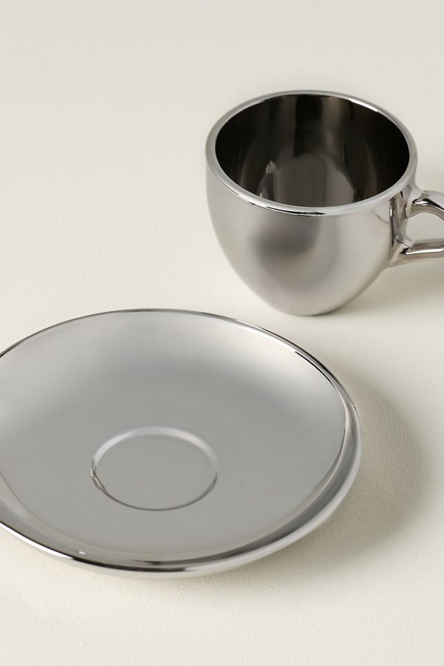Alice Glass Chrome Espresso Cup & Saucer #1