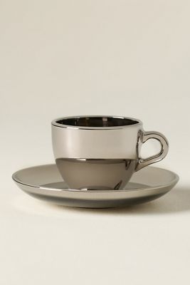 Alice Glass Chrome Espresso Cup & Saucer