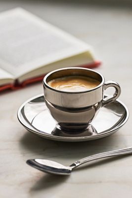 Alice Glass Chrome Espresso Cup & Saucer