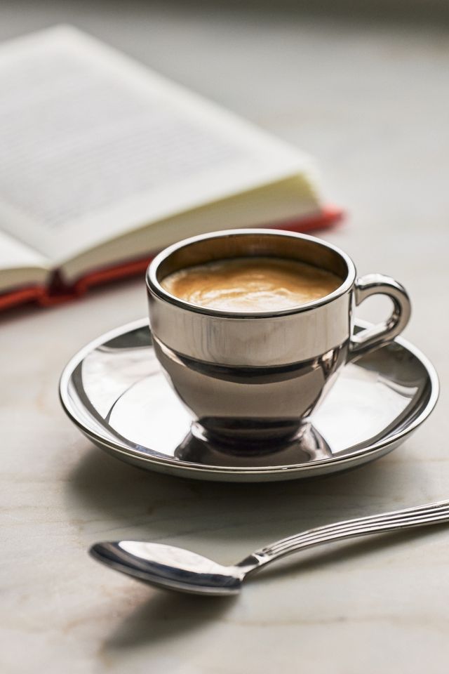 Alice Glass Chrome Espresso Cup & Saucer #2