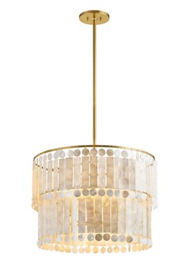 Mitzi Melisa 6-Light Aged Brass Chandelier with Capiz Shade