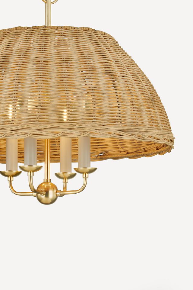 Mitzi Arwen 4-Light Aged Brass Pendant with Rattan Shade #2