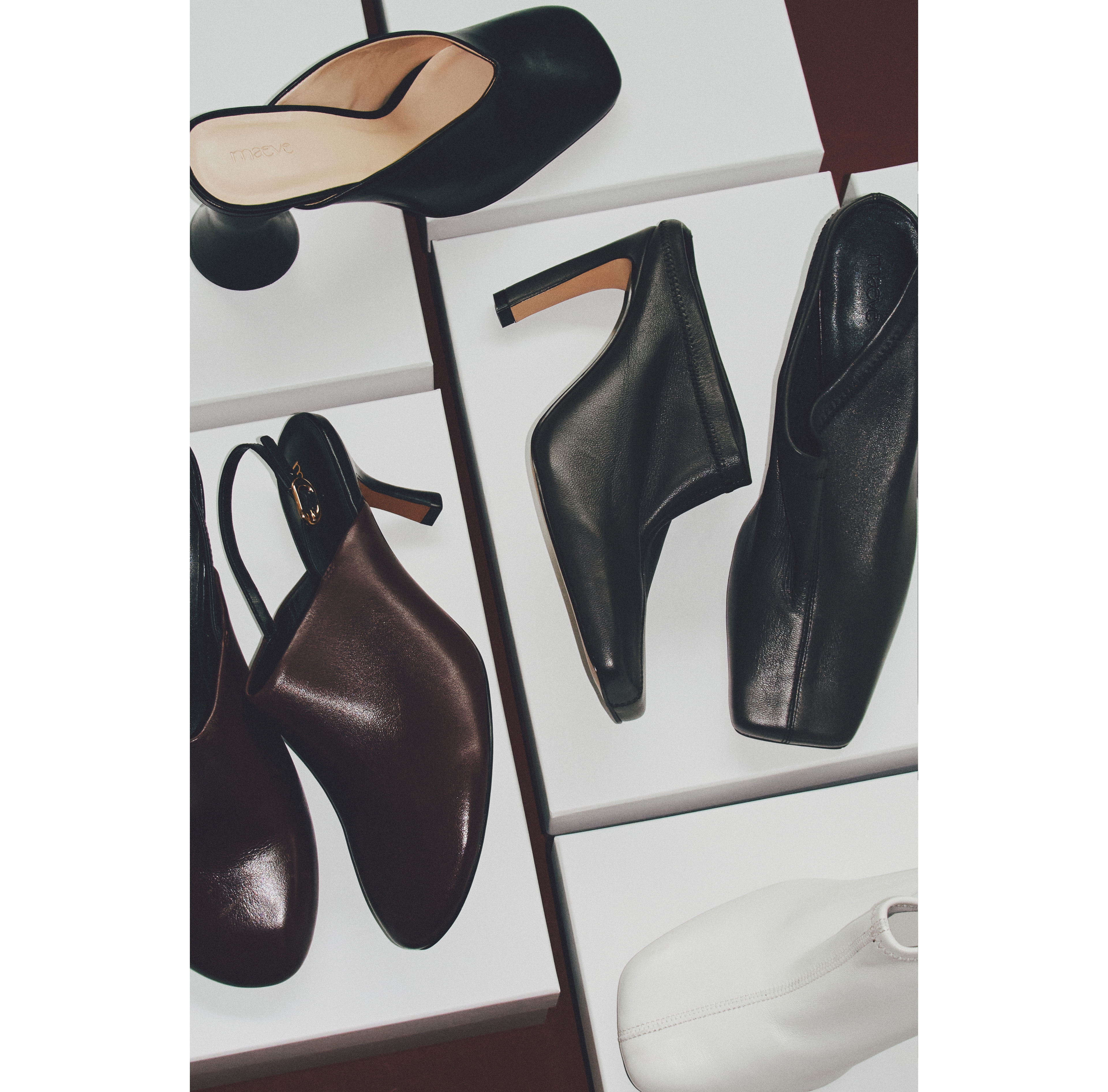 Maeve Square Toe Mule Heels