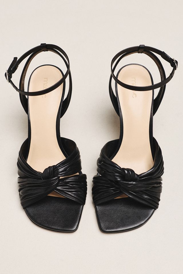 Maeve Leather Cross Ankle-Strap Heeled Sandals #1