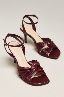 Maeve Leather Cross Ankle-Strap Heeled Sandals